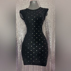 Alice + Olivia Charcoal Wool & Cashmere Dress with Silver Flat Studs